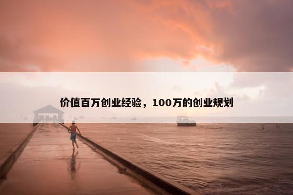 价值百万创业经验，100万的创业规划