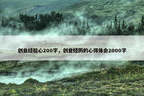 创业经验心200字，创业经历的心得体会2000字