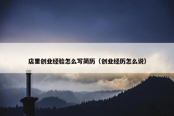 店里创业经验怎么写简历（创业经历怎么说）