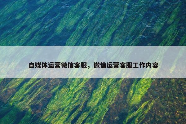自媒体运营微信客服，微信运营客服工作内容