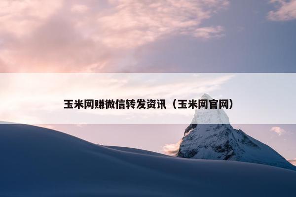 玉米网赚微信转发资讯（玉米网官网）