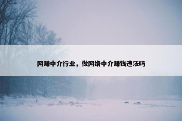 网赚中介行业，做网络中介赚钱违法吗
