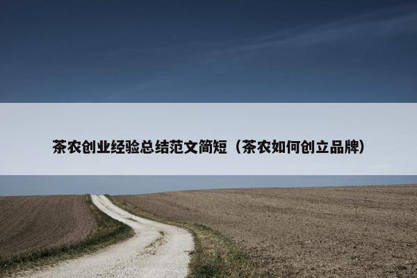 茶农创业经验总结范文简短（茶农如何创立品牌）