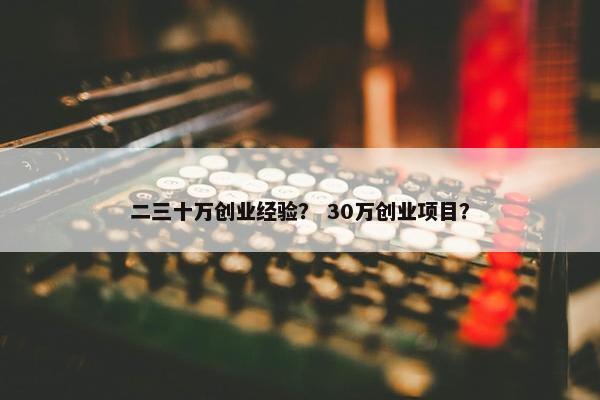 二三十万创业经验？ 30万创业项目？