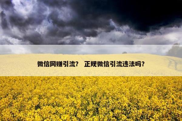 微信网赚引流？ 正规微信引流违法吗？