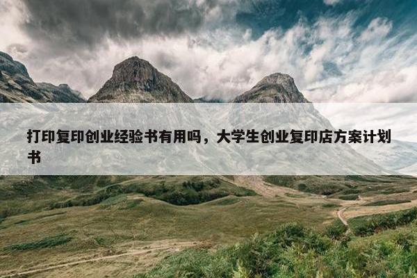 打印复印创业经验书有用吗，大学生创业复印店方案计划书