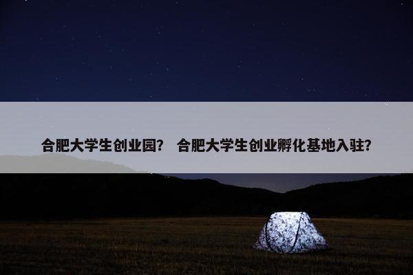 合肥大学生创业园？ 合肥大学生创业孵化基地入驻？
