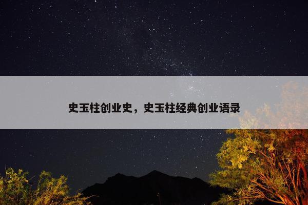 史玉柱创业史，史玉柱经典创业语录