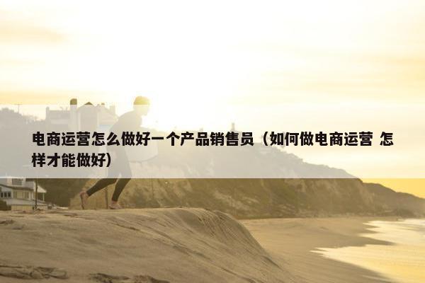 电商运营怎么做好一个产品销售员（如何做电商运营 怎样才能做好）