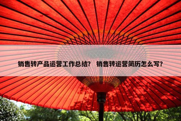 销售转产品运营工作总结？ 销售转运营简历怎么写？