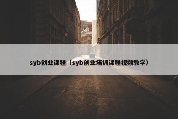 syb创业课程（syb创业培训课程视频教学）