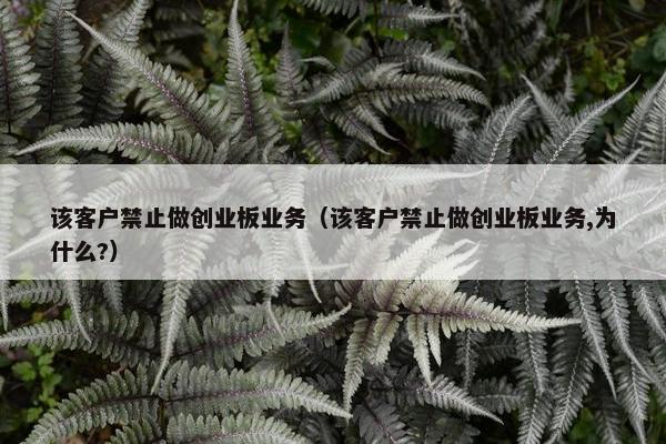 该客户禁止做创业板业务（该客户禁止做创业板业务,为什么?）
