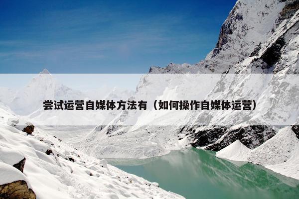 尝试运营自媒体方法有（如何操作自媒体运营）
