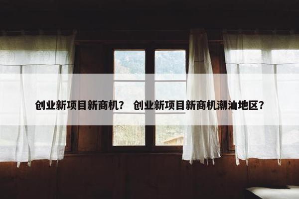 创业新项目新商机？ 创业新项目新商机潮汕地区？