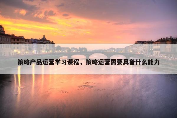 策略产品运营学习课程，策略运营需要具备什么能力
