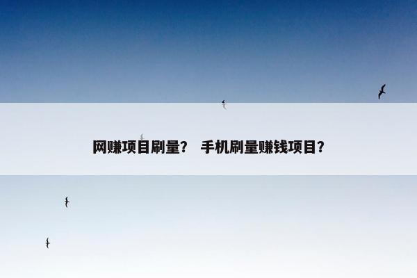 网赚项目刷量？ 手机刷量赚钱项目？