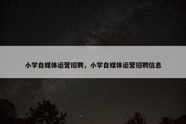 小学自媒体运营招聘，小学自媒体运营招聘信息