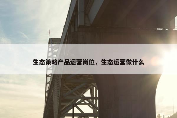 生态策略产品运营岗位，生态运营做什么