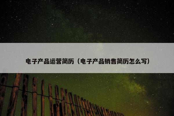 电子产品运营简历（电子产品销售简历怎么写）
