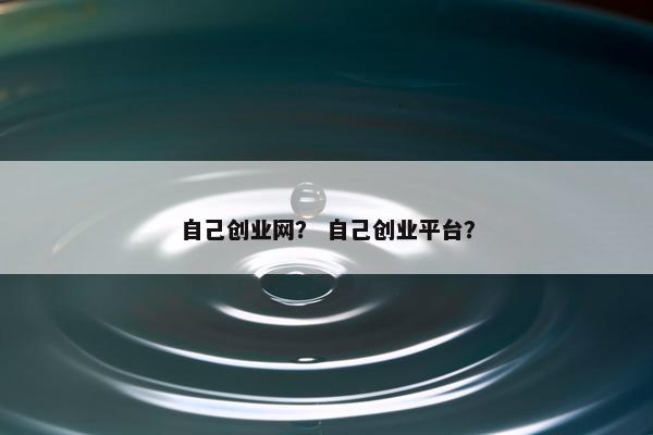 自己创业网？ 自己创业平台？