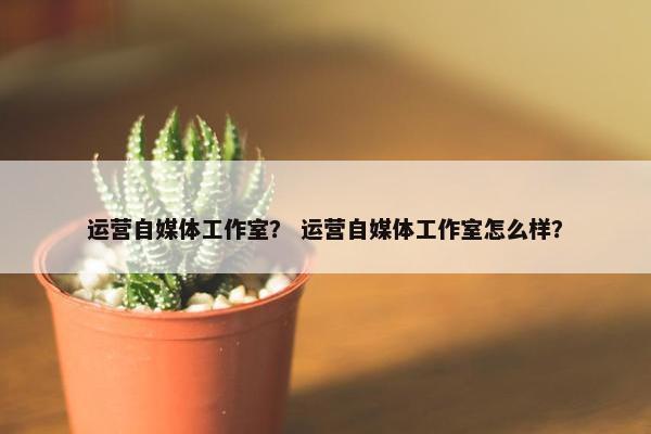 运营自媒体工作室？ 运营自媒体工作室怎么样？
