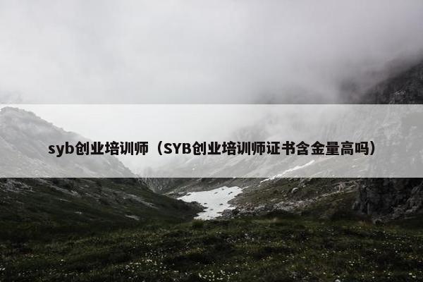 syb创业培训师（SYB创业培训师证书含金量高吗）