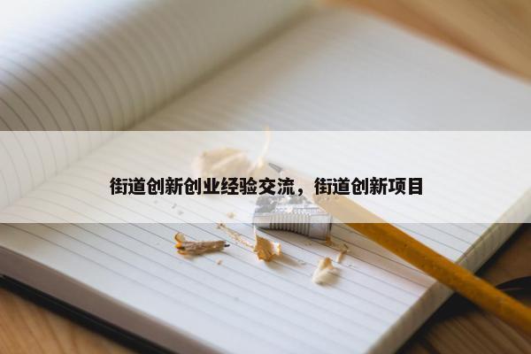 街道创新创业经验交流，街道创新项目