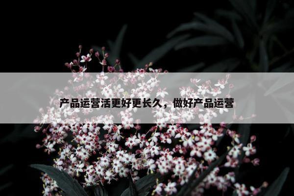 产品运营活更好更长久，做好产品运营