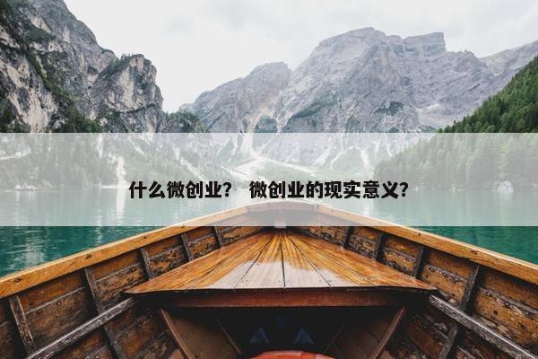 什么微创业？ 微创业的现实意义？