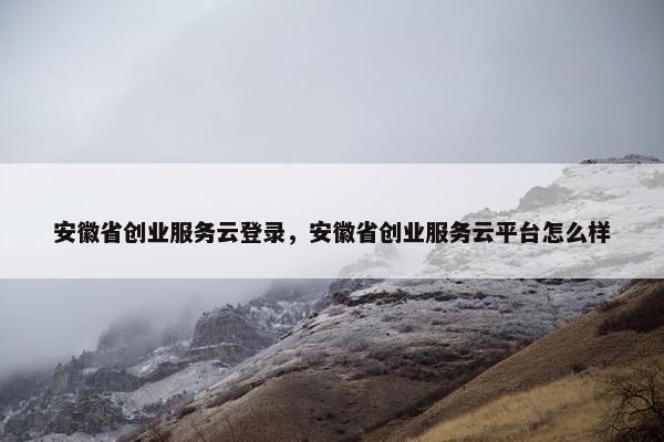 安徽省创业服务云登录，安徽省创业服务云平台怎么样