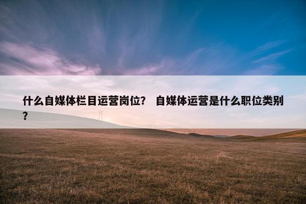 什么自媒体栏目运营岗位？ 自媒体运营是什么职位类别？