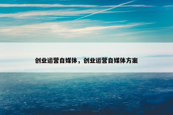 创业运营自媒体，创业运营自媒体方案