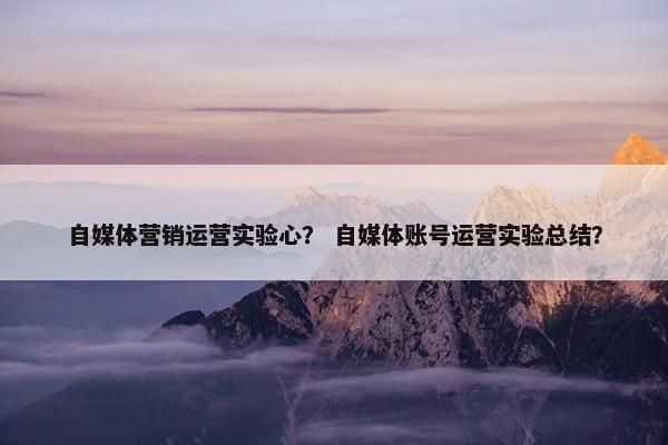 自媒体营销运营实验心？ 自媒体账号运营实验总结？