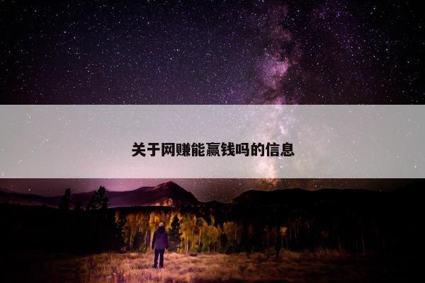关于网赚能赢钱吗的信息