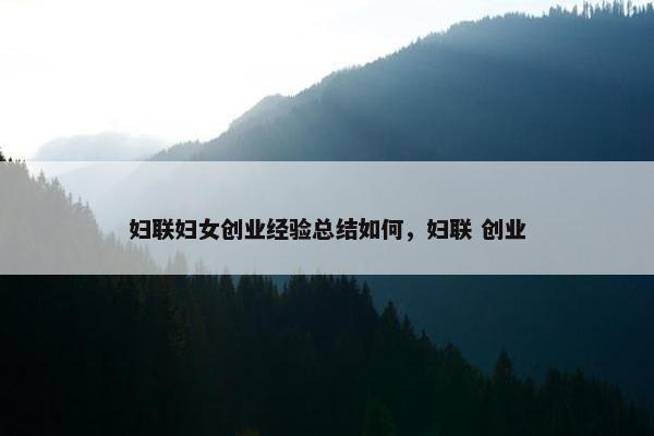 妇联妇女创业经验总结如何，妇联 创业