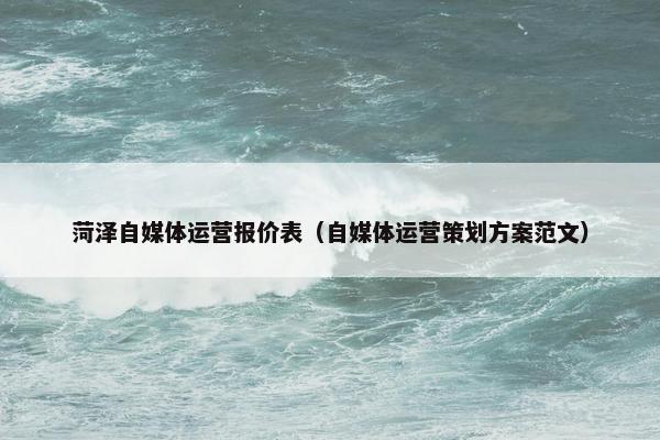 菏泽自媒体运营报价表（自媒体运营策划方案范文）