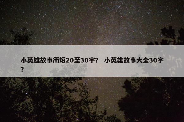 小英雄故事简短20至30字？ 小英雄故事大全30字？