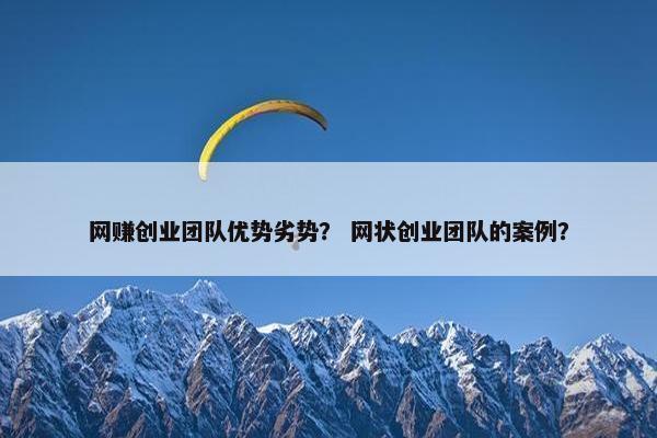 网赚创业团队优势劣势？ 网状创业团队的案例？