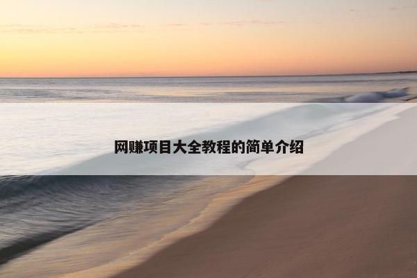 网赚项目大全教程的简单介绍