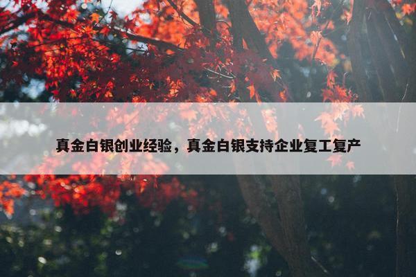真金白银创业经验，真金白银支持企业复工复产