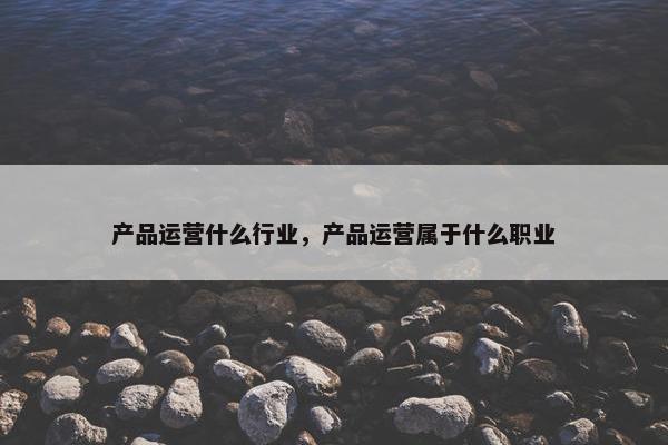 产品运营什么行业，产品运营属于什么职业