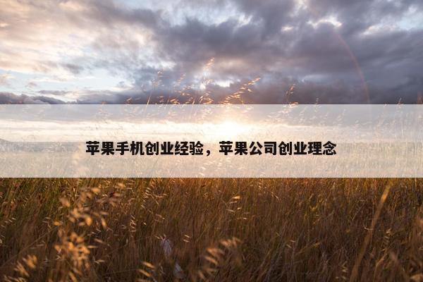 苹果手机创业经验，苹果公司创业理念