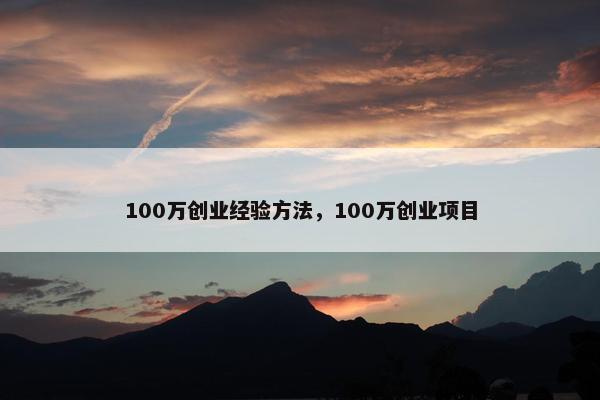 100万创业经验方法，100万创业项目