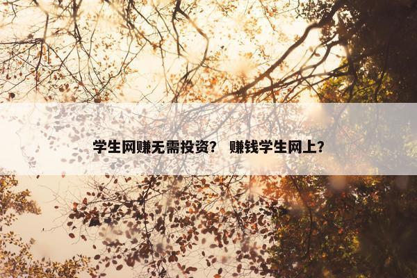 学生网赚无需投资？ 赚钱学生网上？