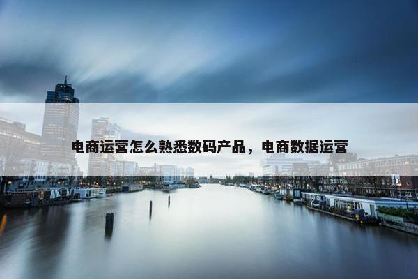 电商运营怎么熟悉数码产品，电商数据运营