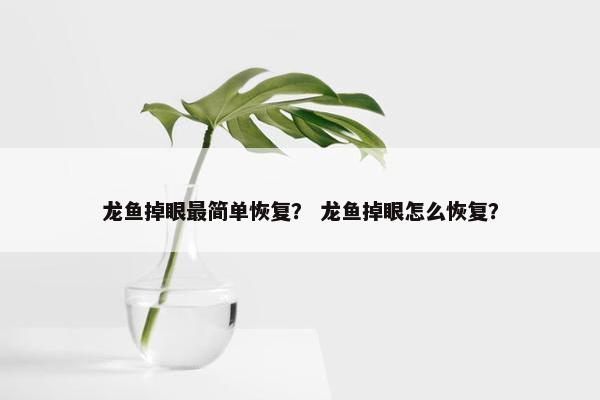 龙鱼掉眼最简单恢复？ 龙鱼掉眼怎么恢复？