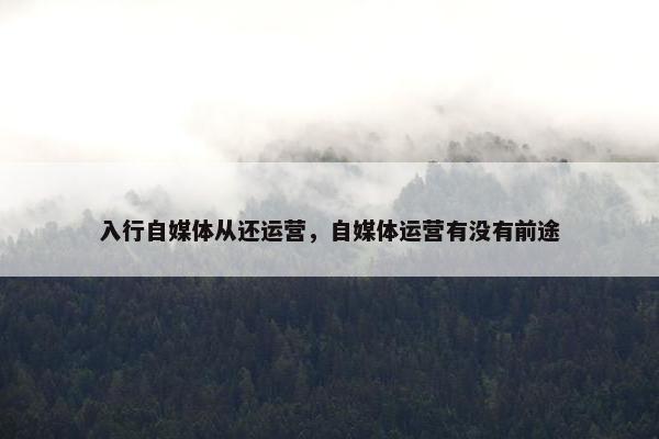 入行自媒体从还运营，自媒体运营有没有前途