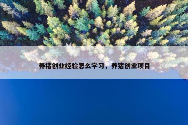 养猪创业经验怎么学习，养猪创业项目