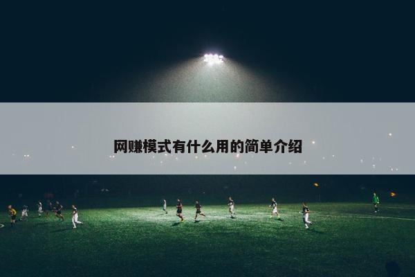 网赚模式有什么用的简单介绍