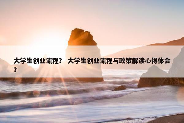 大学生创业流程？ 大学生创业流程与政策解读心得体会？